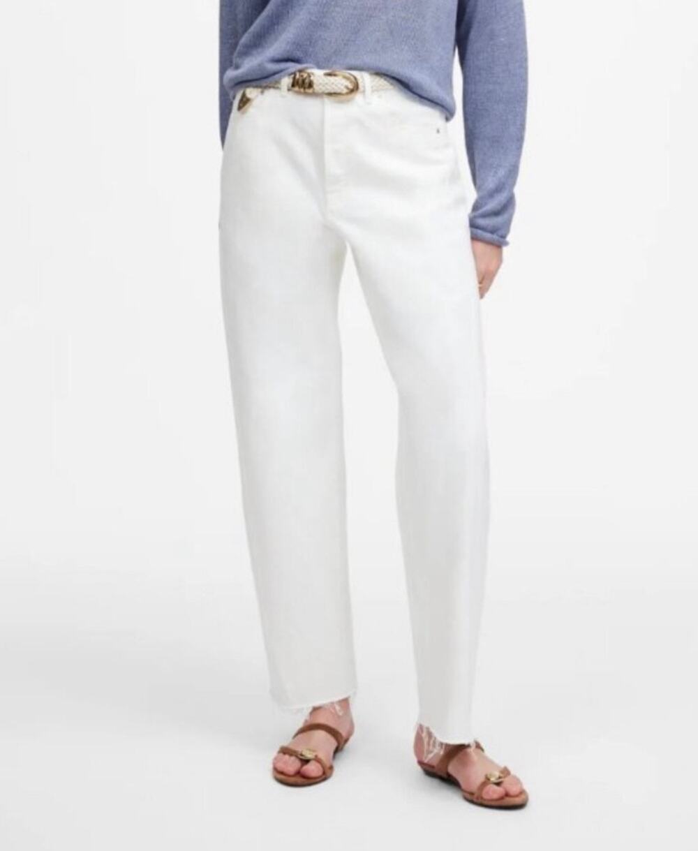 Madewell Pieced Barrel-Leg Jeans in Vintage Canvas White Women’s Size 33 NWT